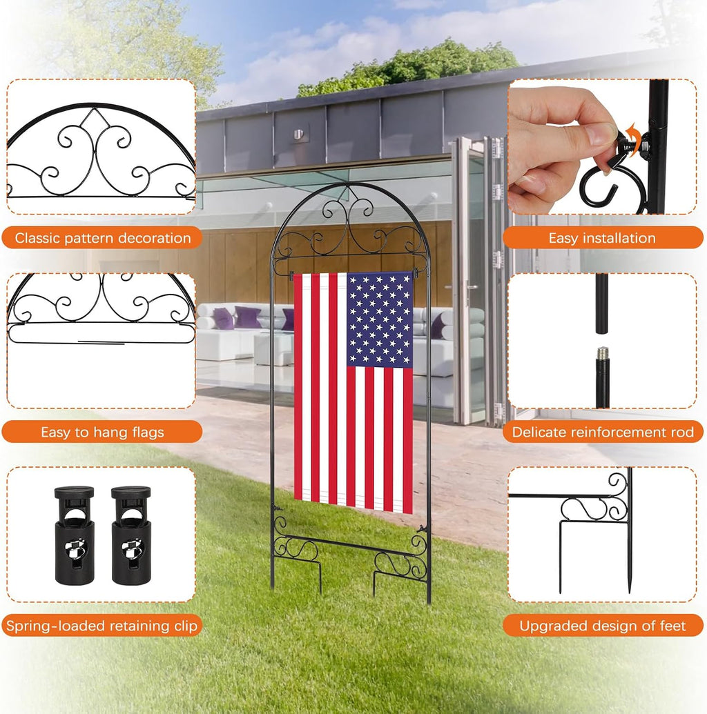 Liitrton 2 Pack Garden Flag Holder Stand Fits Max 14" x 25" Outside Flags | Yard Flag Holder | Decorative Metal Garden