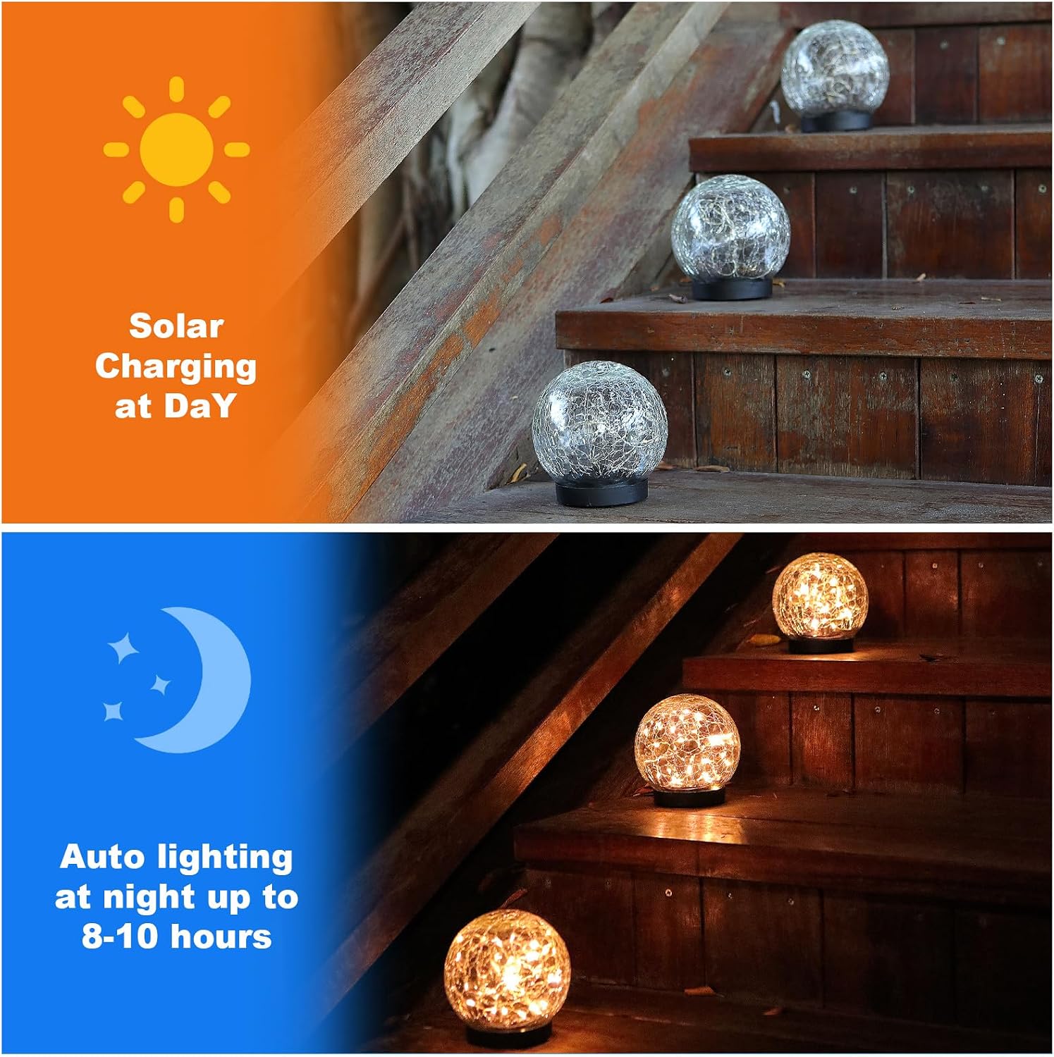 Solar Globe Lights Outdoor Waterproof-Solar Balls-Solar Garden Lights Orbs | Solar Globe Lights for Outside 6 Pack