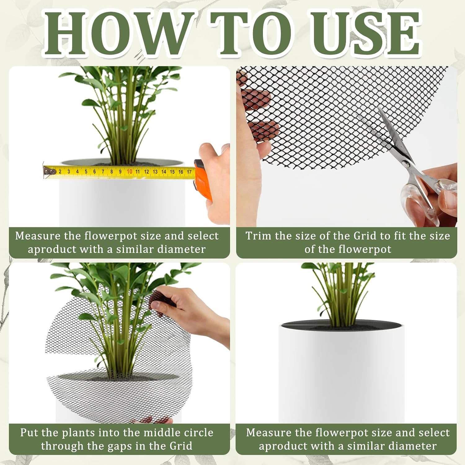 6 Pcs 15.7 Inch Plant Pot Grids，Cut-able Plant Pot Soil Protective Covers from Animals，Used to prevent animals or