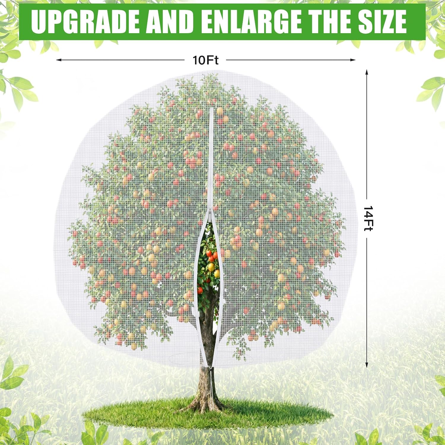 1 Pcs Large Fruit Tree Netting 10 X 14 Ft with Zipper Drawstring | Protect Fruit from Squirrels Birds Bug Deer & Rat