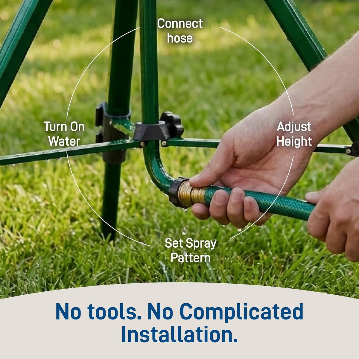 Orbit Tripod Lawn Zinc Impact Sprinkler - 360 Degree Rotating Yard Sprinkler with Adjustable Height - Heavy-Duty Zinc