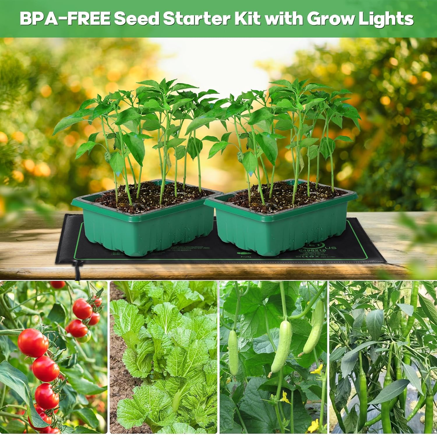 Seed Starter Trays with Grow Lights and Heat Mat, 72 Cells Seed Starter Kit with Lights, 3 Lighting Mode, 4 Timing Set