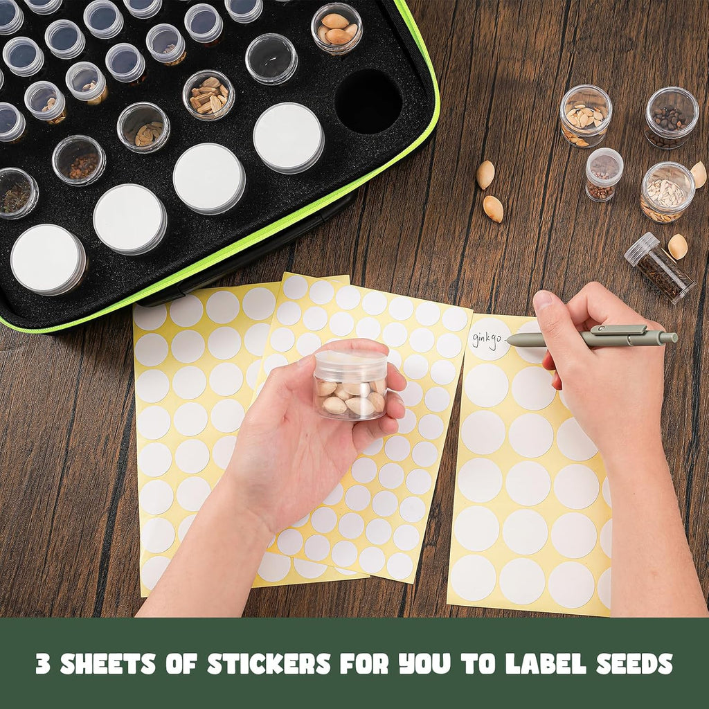 ProCase 41-Slot Seed Storage Organizer Box with Bottles and Labels - Black | Sturdy Seed Saving Kit with 41 Slots, 1