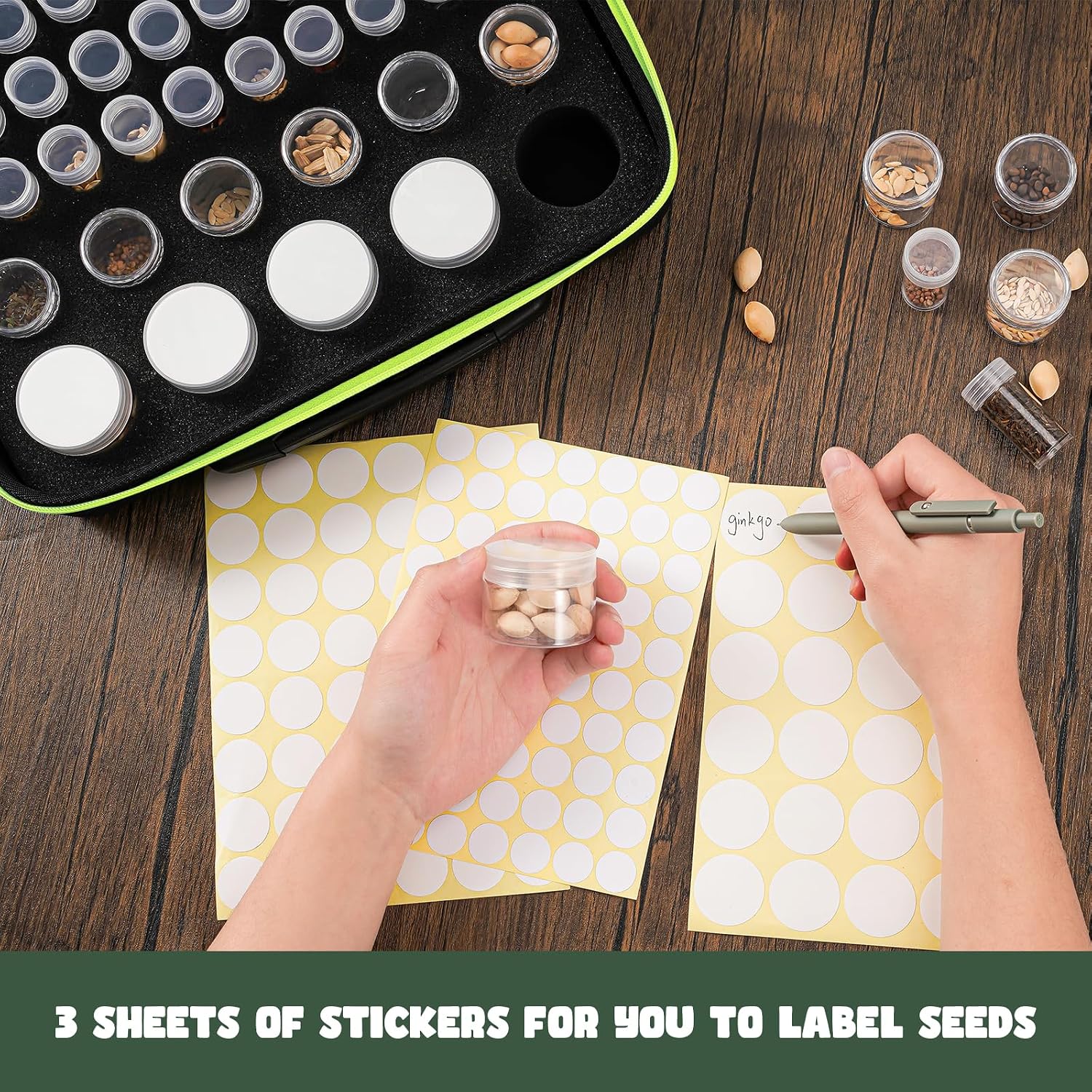 ProCase 41-Slot Seed Storage Organizer Box with Bottles and Labels - Black | Sturdy Seed Saving Kit with 41 Slots, 1