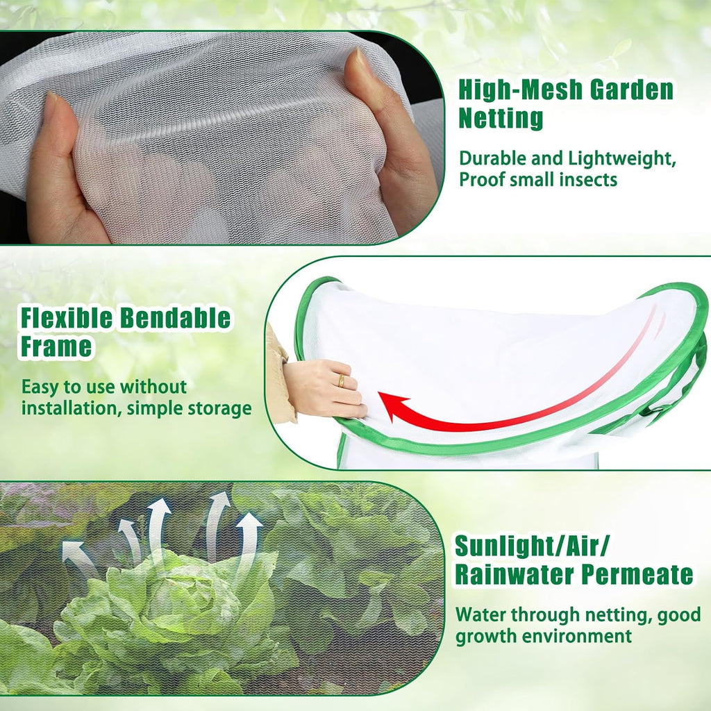2 Pack Garden Netting Covers, 3.9X2FT Raised Bed Plant Netting, 10 Stakes | Garden Raised Bed Cover, Plant Netting