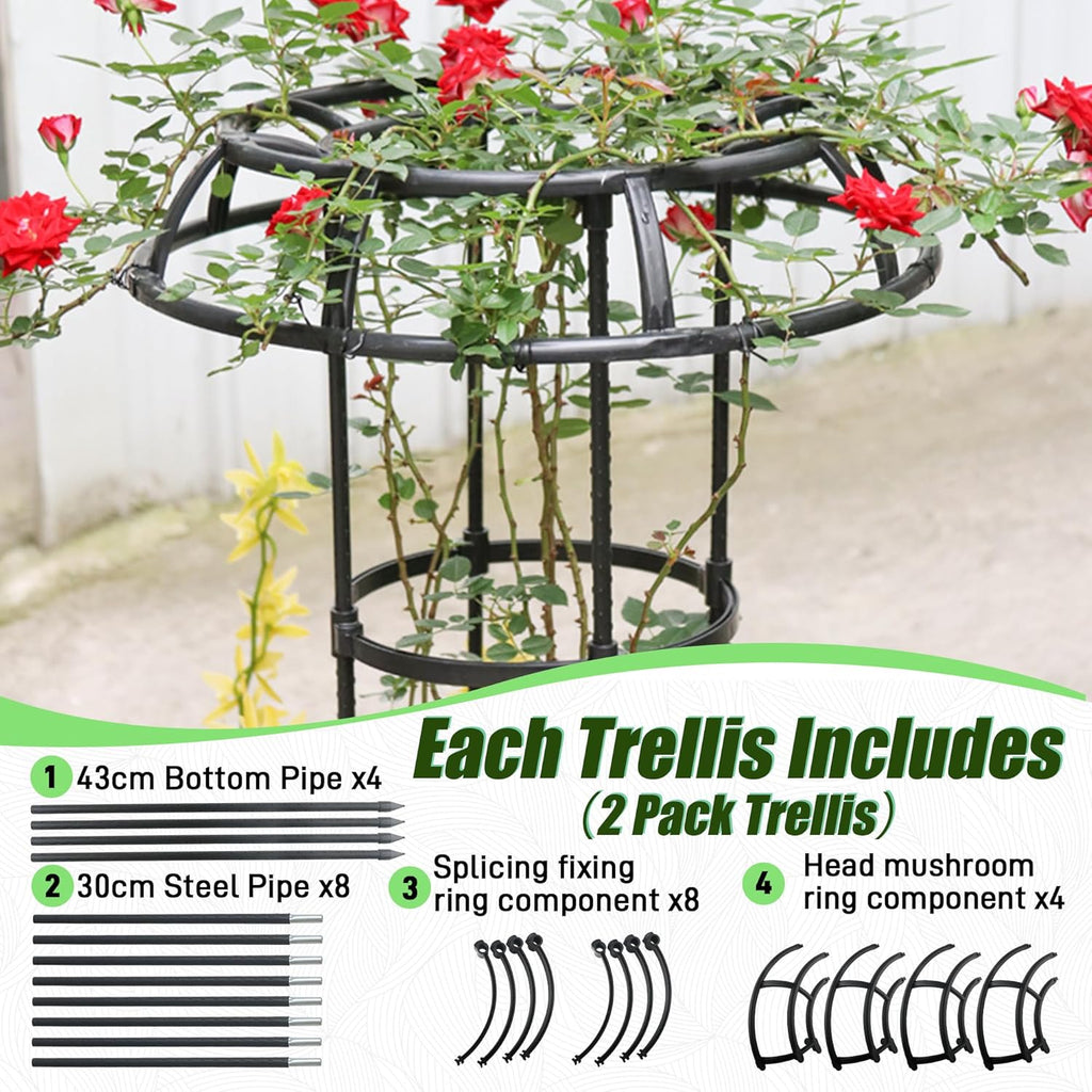 Quibbay Garden Trellis for Climbing Plants Outdoor,41.3 Inch Mushroom Top Trellis for Climbing Plants, Rustproof Metal