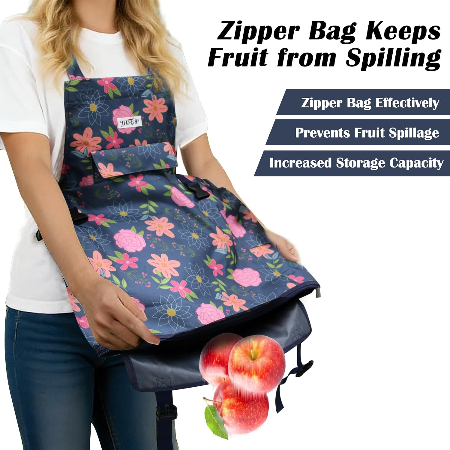 Garden Harvest Apron for Women, Fruit Picking Apron with Quick Release Bottom