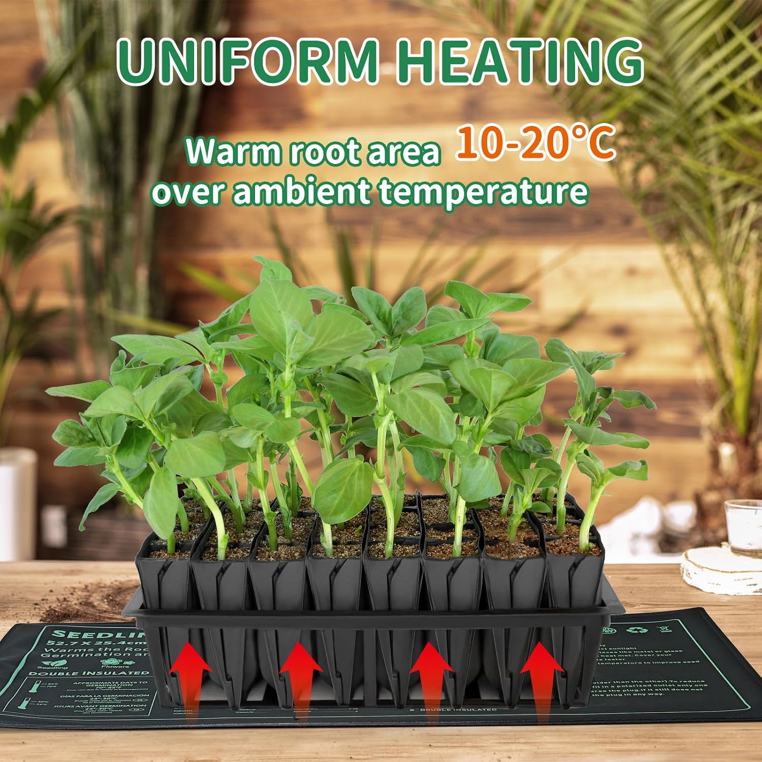 Seedling Heat Mat 6 Pack Durable Waterproof Plant Heating Pad 10"x 20.75" for Germination, Indoor Gardening, Greenhouse