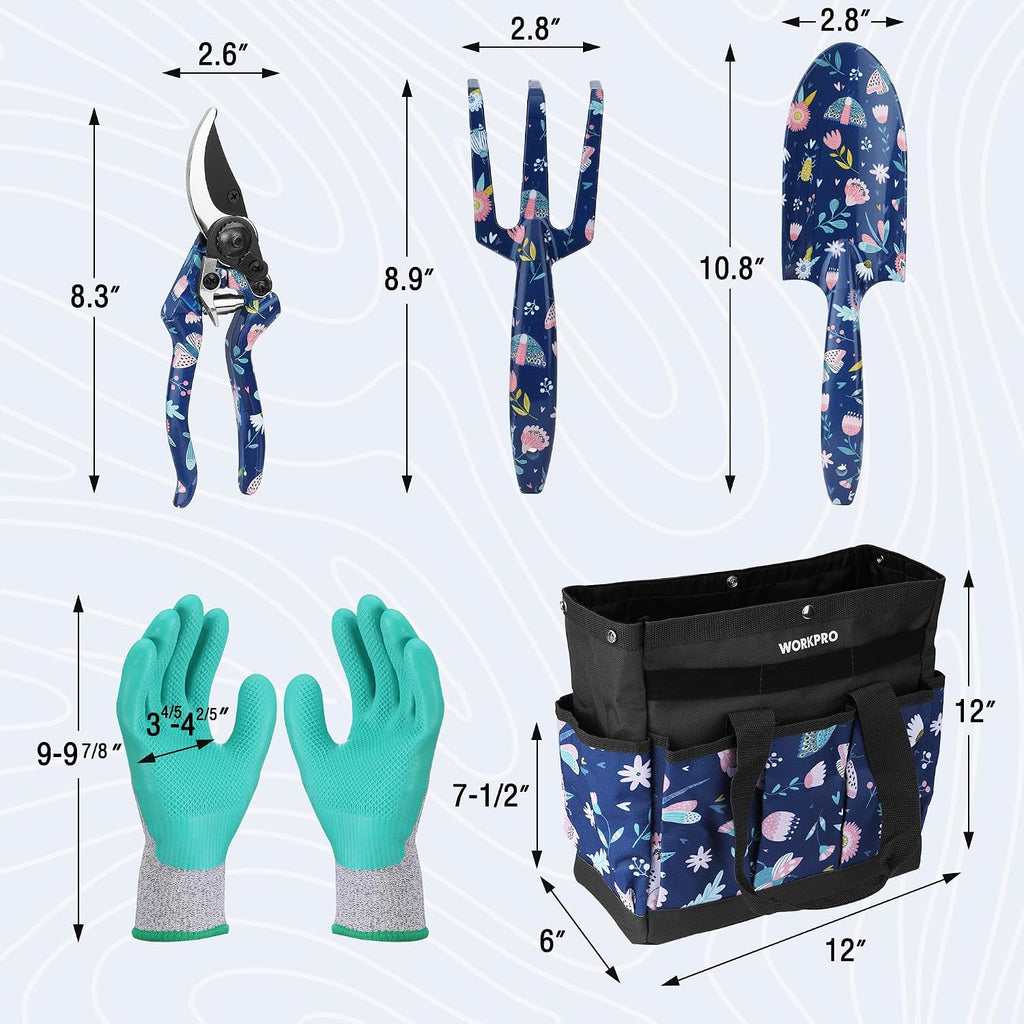 WORKPRO 5-Piece Aluminum Garden Tool Set, Heavy Duty | Gardening Tool Set with Garden Tool Bag, Outdoor Garden Hand