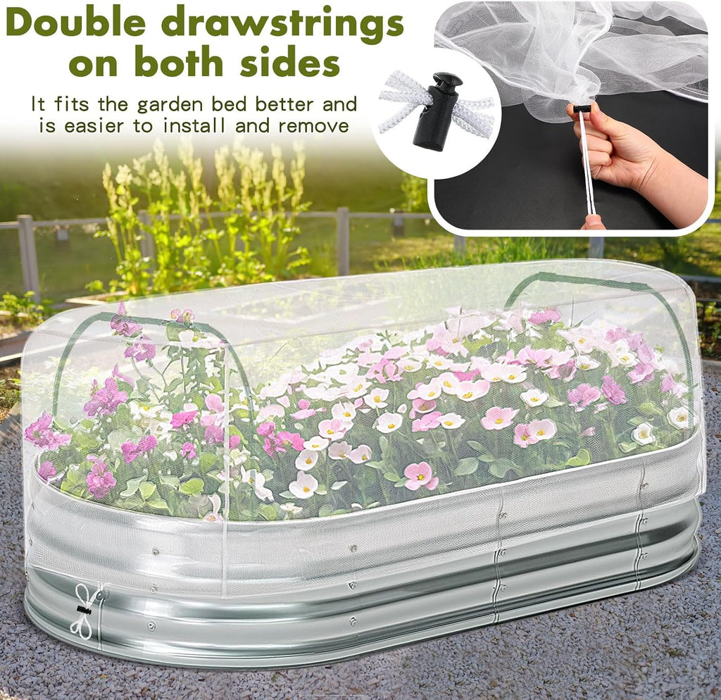 Woanger 2 Pack Garden Netting for Raised Beds Rectangular Pest Barrier with Hoops for Garden Protection Plant Mesh