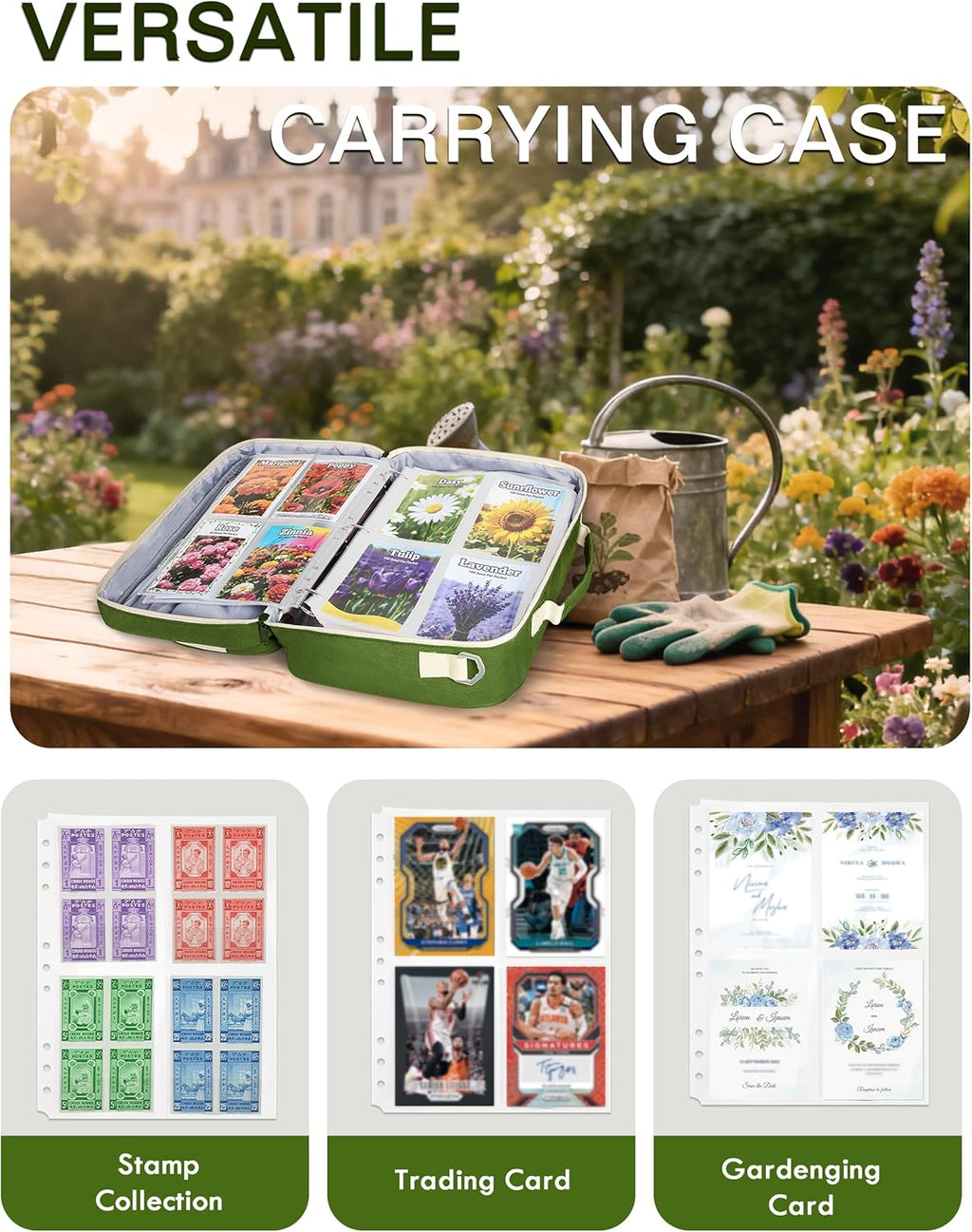 Seed Storage Organizer Binder with 20 Reusable Seed Envelopes | 30 Sheet Protectors Holds 120 Packets Envelopes, 3-Ring