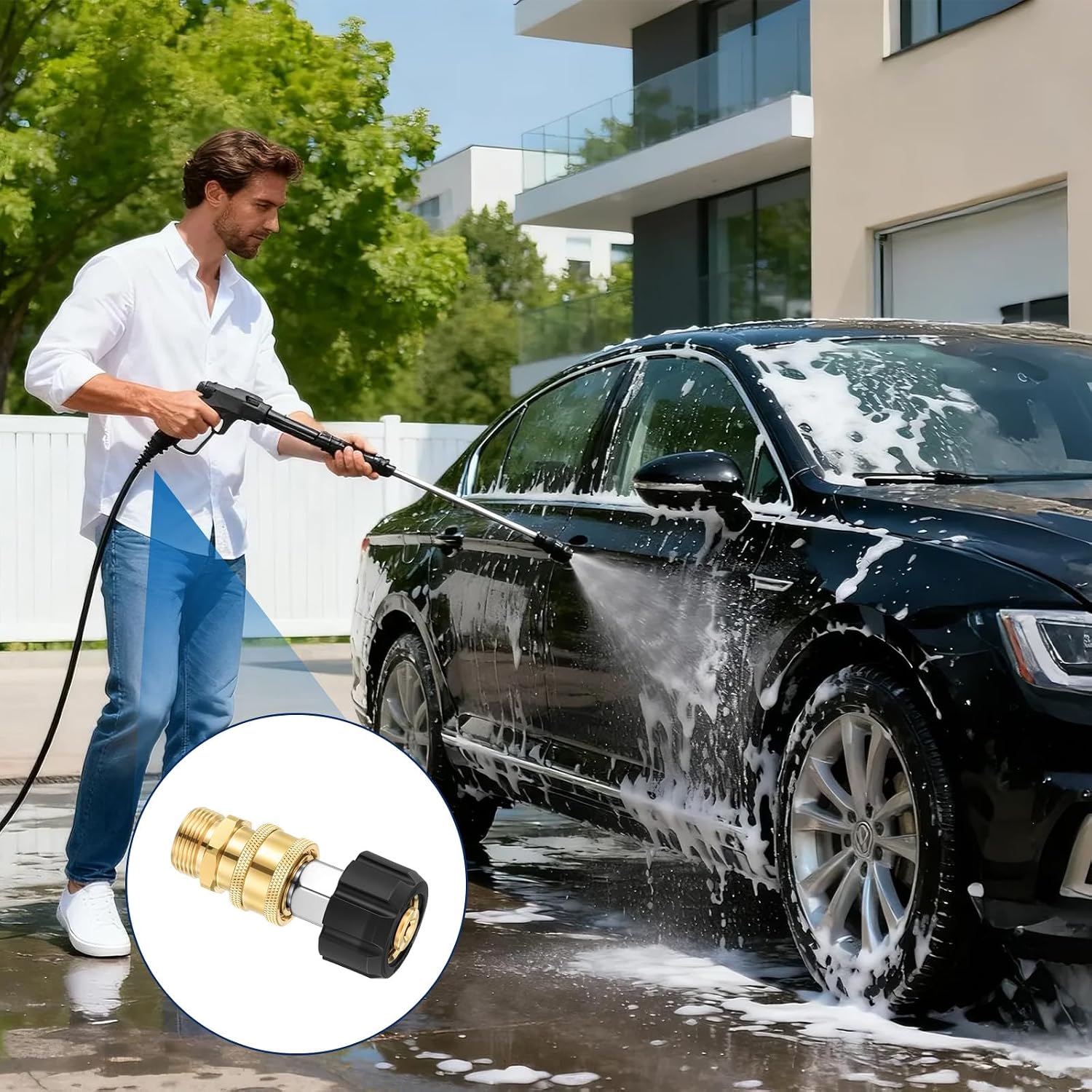 Pressure Washer Adapter Set, 9PCS Brass Quick Disconnect Kit, M22 Swivel to 3/8'' Quick Connect, 3/4" to Quick Release