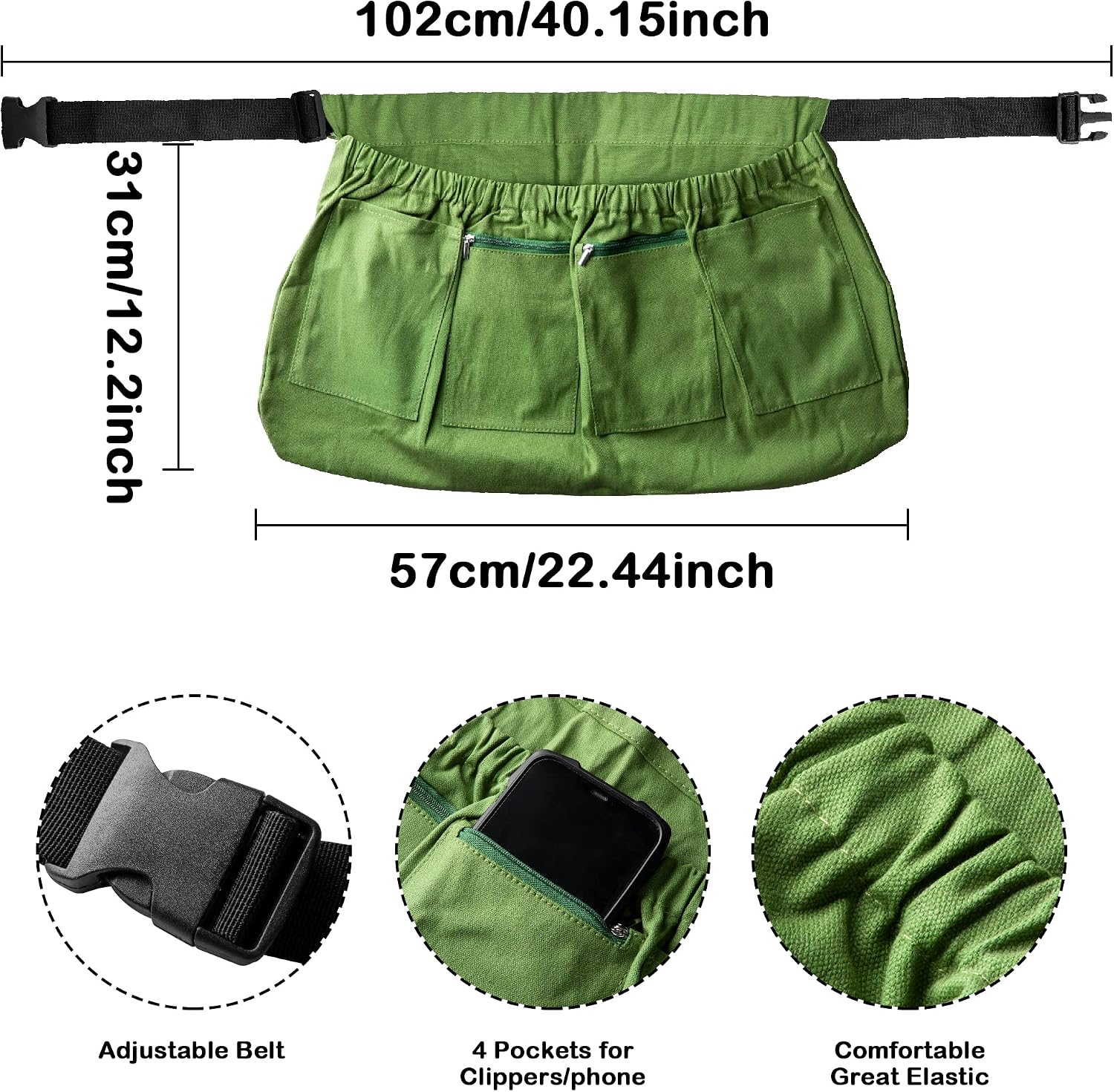 codree Harvest Apron for Garden Vegetable-Adjustable Harvest Picking Apron with 4 Pockets for Gardeners Pick Fruit