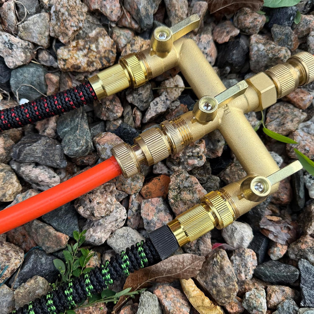 EBH Brass Garden Hose Splitter, 3 Way High Flow Outdoor Faucet Splitter,Full Flow 3-Way Brass Heavy Duty Hose Splitter