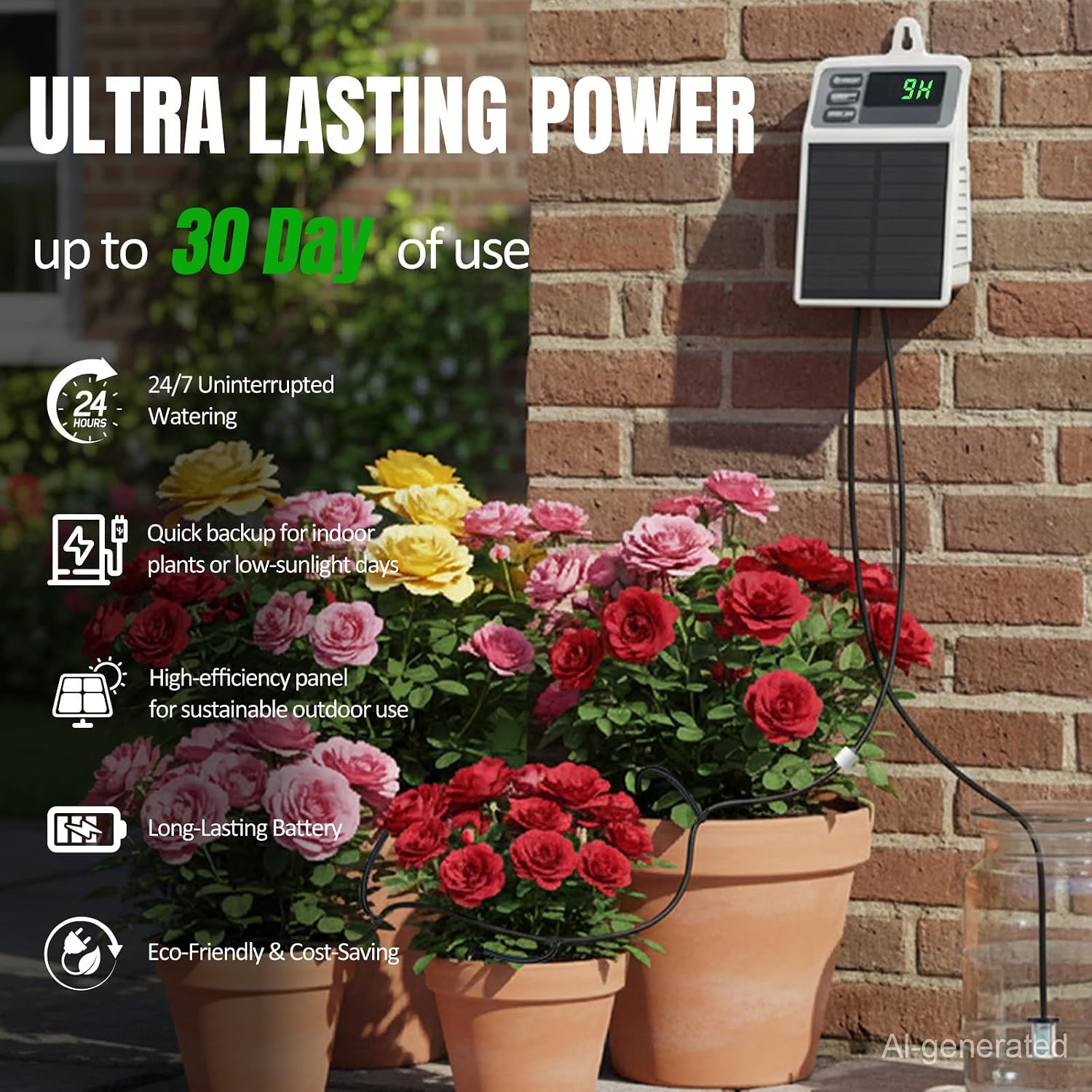 Solar Automatic Drip Irrigation System,Auto Self Watering Kit with Timer | Solar Powered Watering Device for Pots