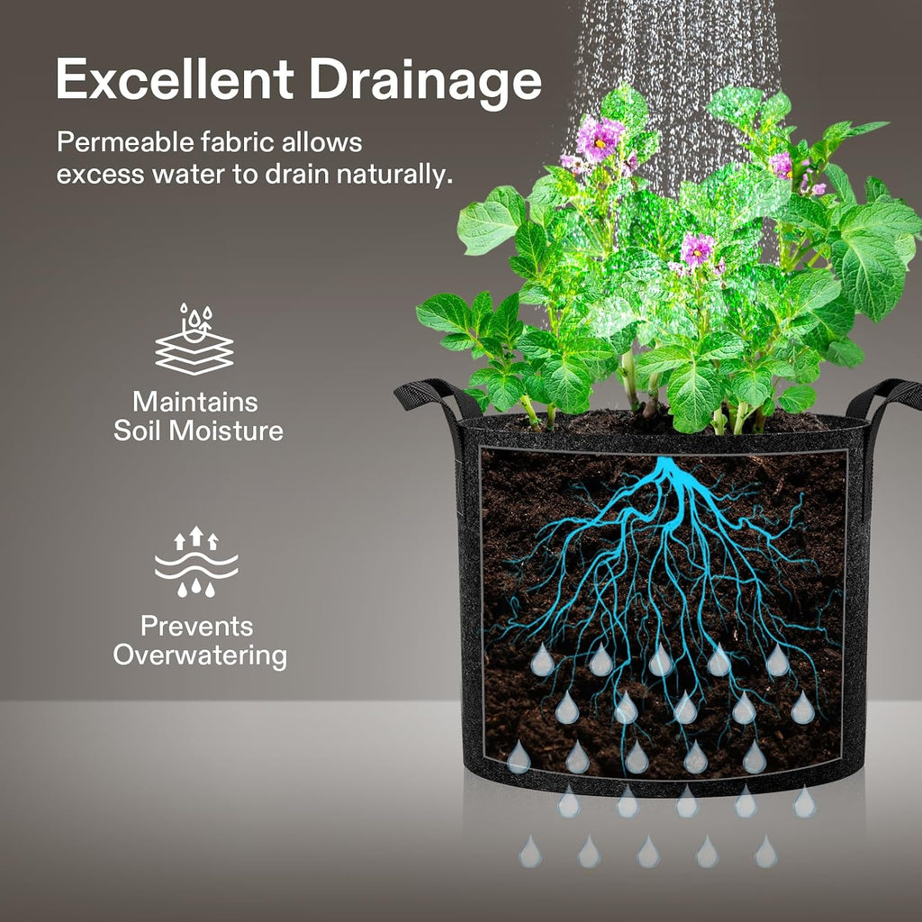 VIVOSUN 10-Pack 30 Gallon Plant Grow Bags Fabric Pots with Handles | 300G Thickened Nonwoven Fabric, Excellent