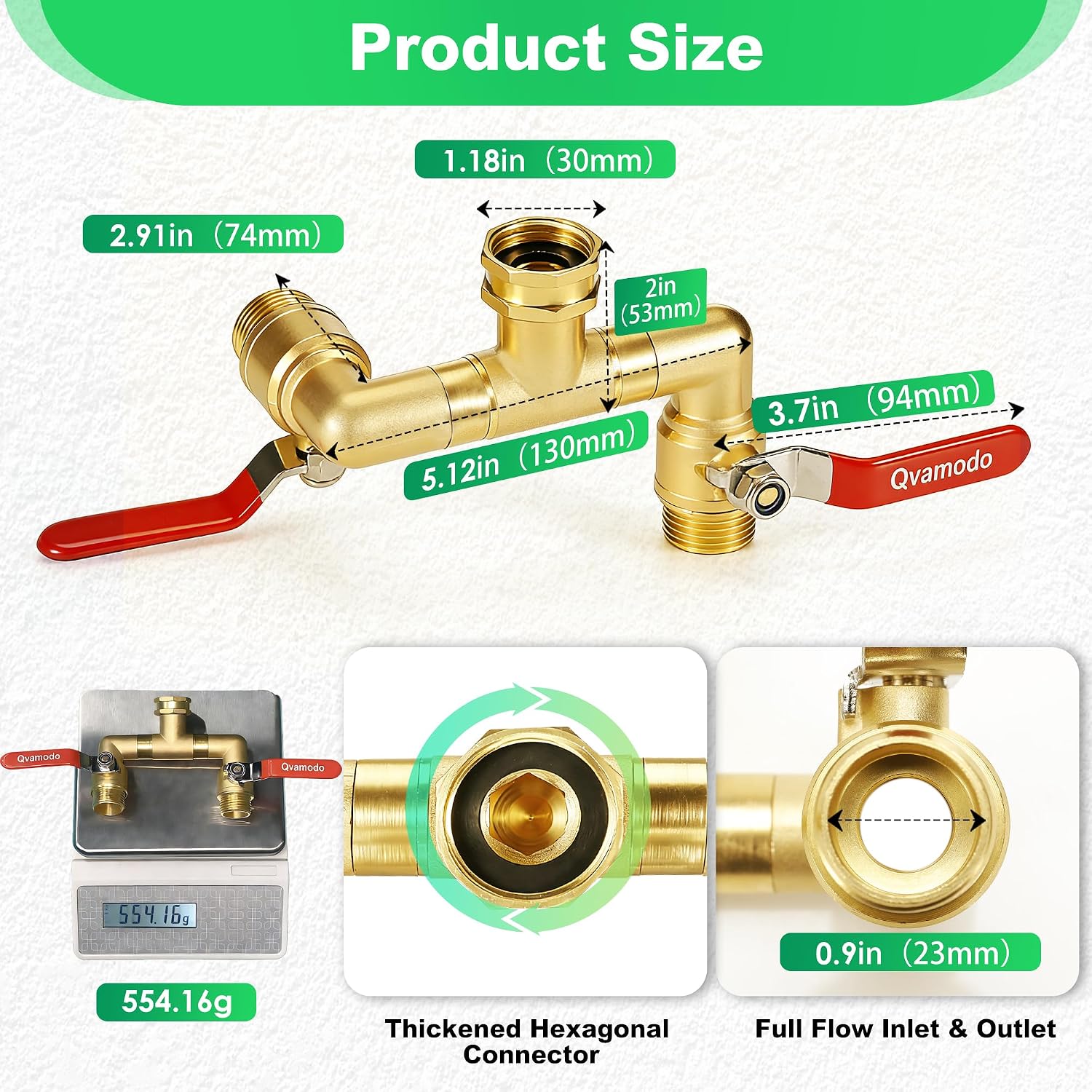360° Rotatable Garden Hose Splitter 2026 Upgrade 3/4" GHT Swivel Brass Hose Splitter, High Flow Spigot Splitter with
