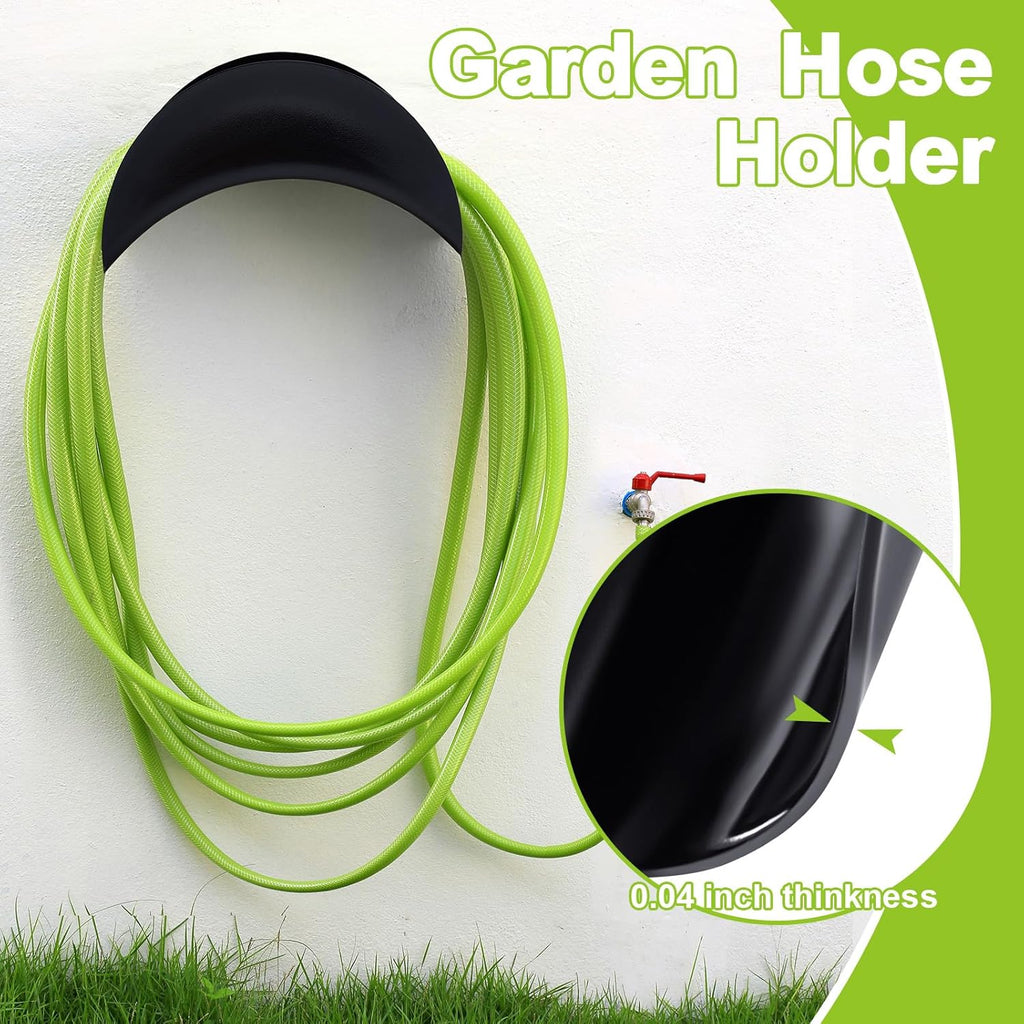 Thyle 6 Pcs Heavy Duty Wall Mount Garden Hose Holder, Metal Water Hose Rack with Screws Black Rustproof Storage