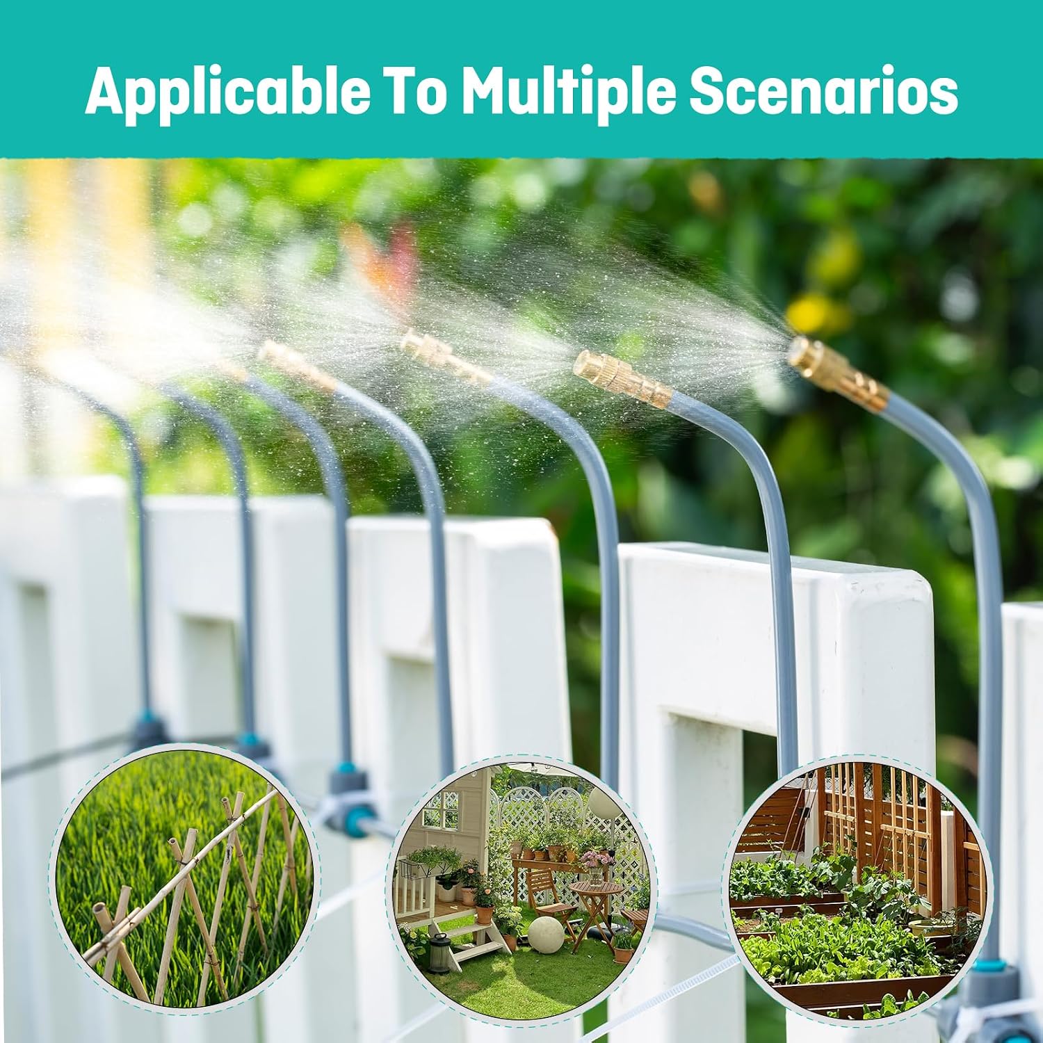 32FT Drip Irrigation System 1/4", 360° Adjustable Misting Kit for Outdoor | 10 Adjustable Copper Nozzles