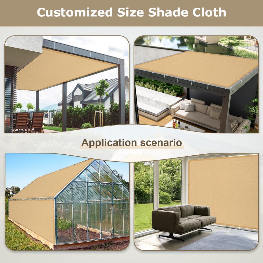 LOVE STORY 8x12 FT Sun Shade Cloth with Grommets for Patio, Sand | HDPE Fabric, 95% UV Block, Shade Cover for Outdoor