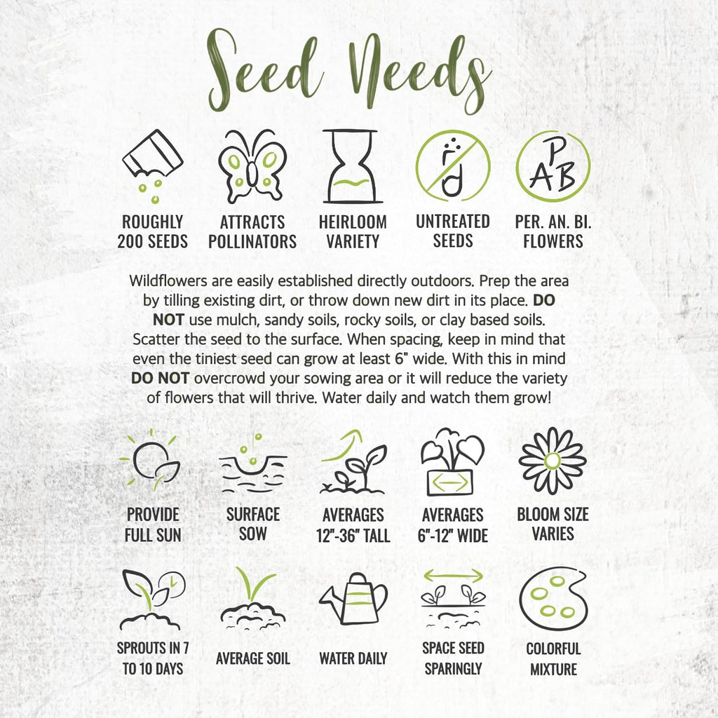 Seed Needs Wildflower Seed Packet Gift Favors for Party Events & Giveaways