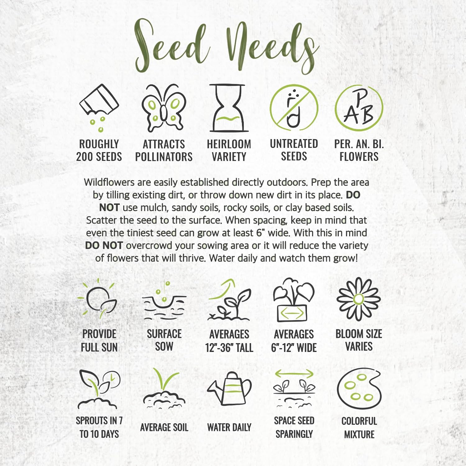 Seed Needs Wildflower Seed Packet Gift Favors for Party Events & Giveaways