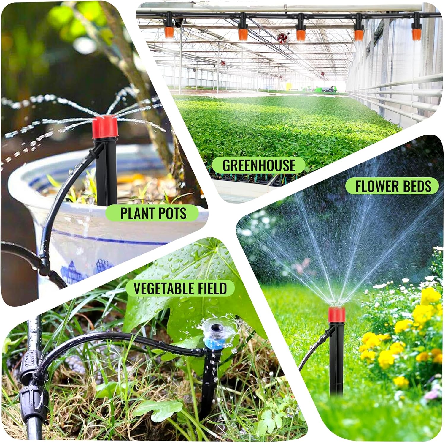 240FT Drip Irrigation System with with 1/2'' 1/4'' Tubing Hose | Automatic Drip Irrigation Kits Quick-Connect for