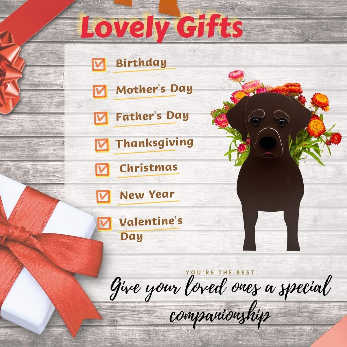 Chocolate Labrador Dog Planter Pots, Animal Shaped Flower Pot | Cute Plant Gift for Women and Pet Lovers, Indoor