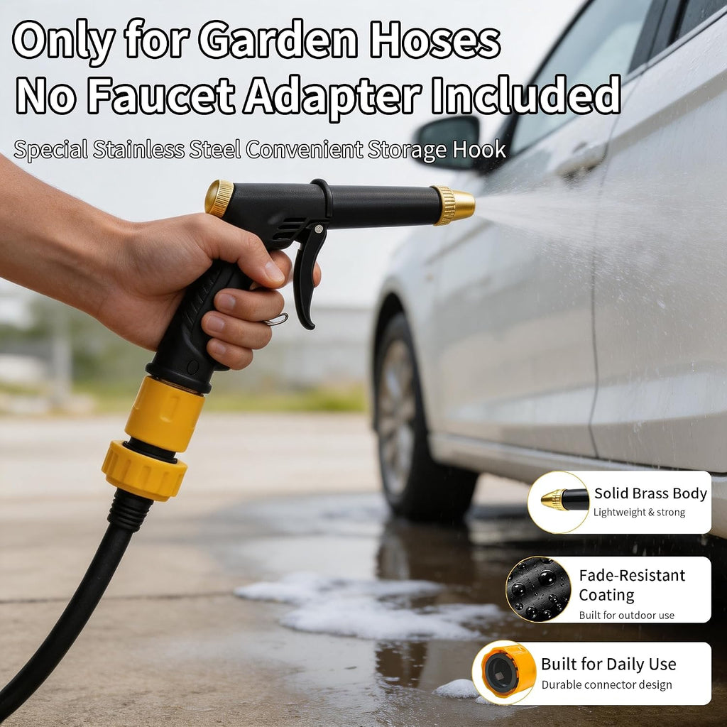 Garden Hose Spray Gun Kit, High Pressure Hose Nozzle with Connector Set | Garden Hose Nozzle with 2 Hose Quick Connect