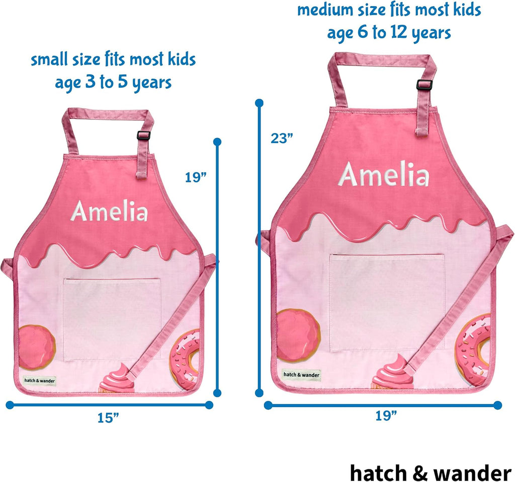 hatch & wander Kids Apron | Fun Kids Aprons for Cooking or Gardening | 4 Fun Designs & 2 Sizes | Kids Painting Apron