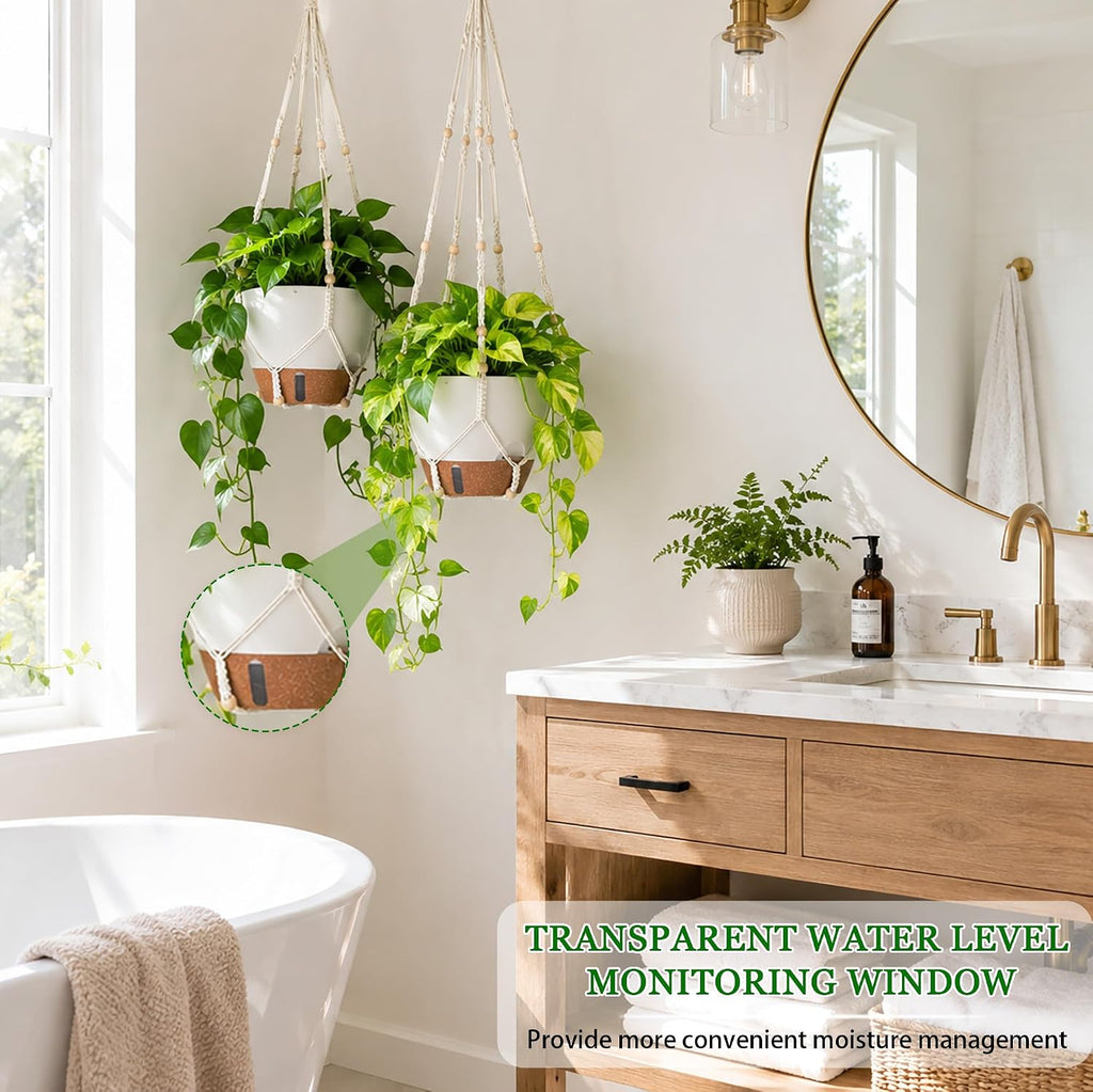 10 Inch Self Watering Hanging Planters for Indoor Outdoor Plants, 2 Pack | Hanging Baskets Flower Pots with Drainage