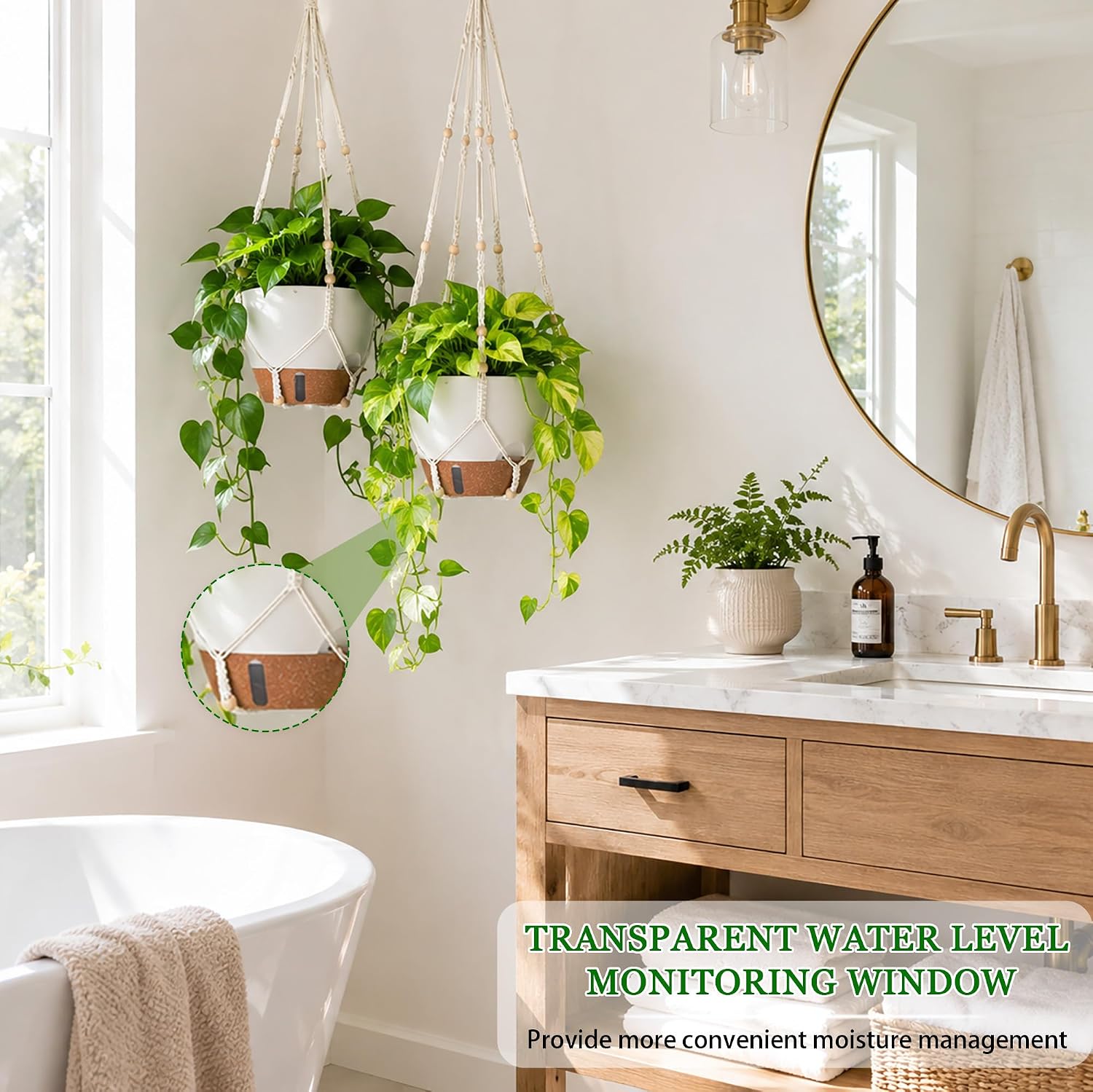 10 Inch Self Watering Hanging Planters for Indoor Outdoor Plants, 2 Pack | Hanging Baskets Flower Pots with Drainage