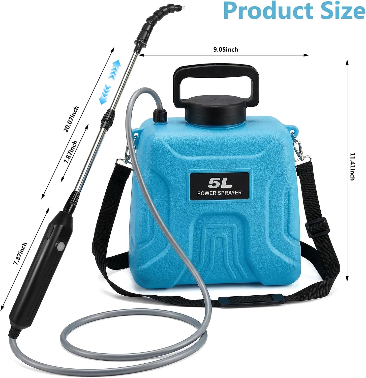 High Reach Plant Waterer with Spray Can Electric Water Sprayer | with Telescopic Wand and Water Hose, 180° Adjustable