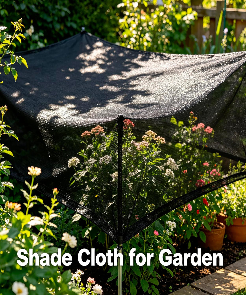 40%-50% Black Shade Cloth for Garden, 10x14FT Sun Block Mesh Tarp | Sun Shade Cover for Plants Cover, Greenhouse
