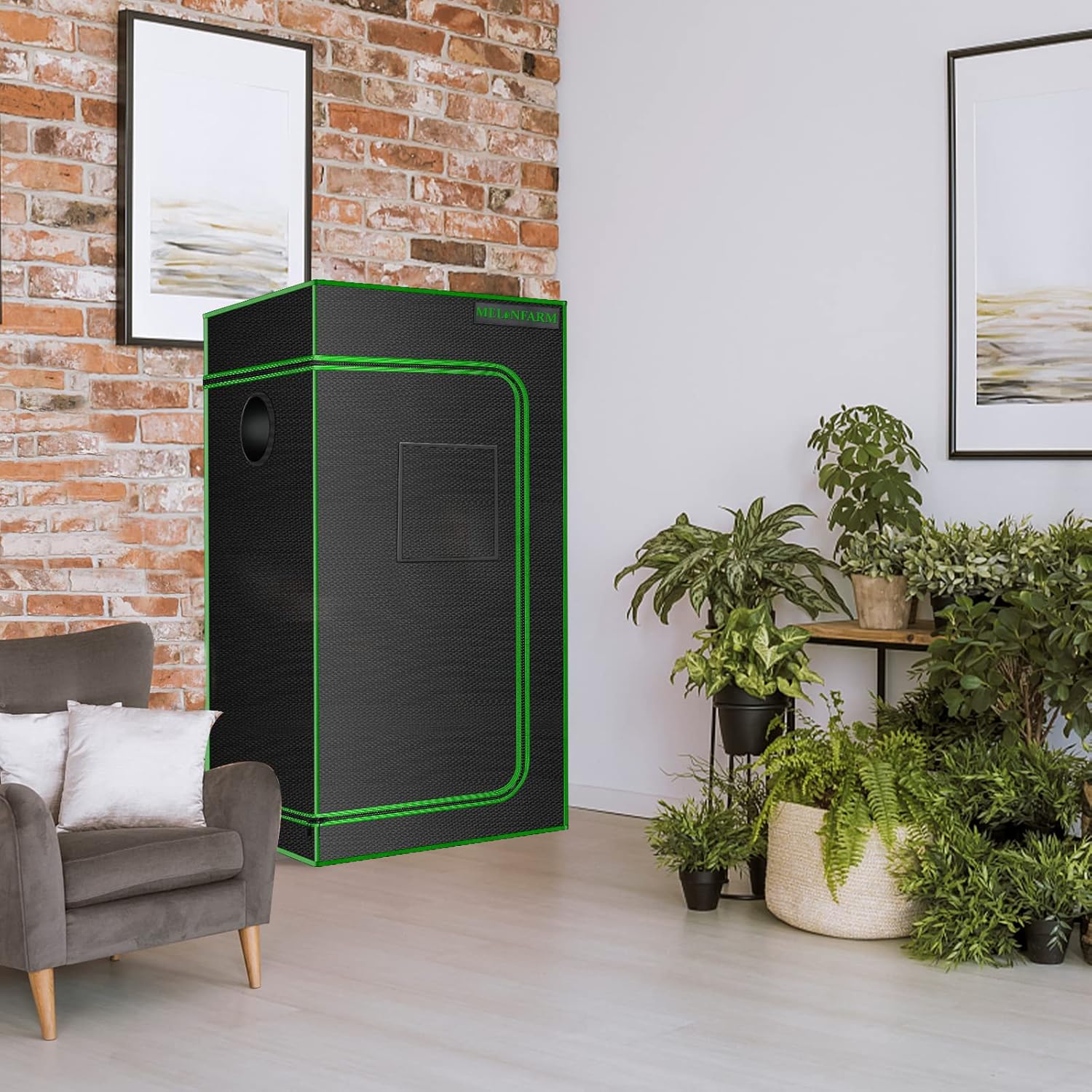 2x2 Grow Tent, 24"x24"x48'' High Reflective 600D Diamond Mylar Canvas with Observation Window and Floor Tray for
