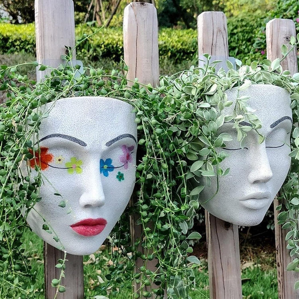Wall Planter for Indoor Outdoor Plants, Face Planter Hanging Plant Pot for Home Decor, Modern Face Vase Face Flower Pot