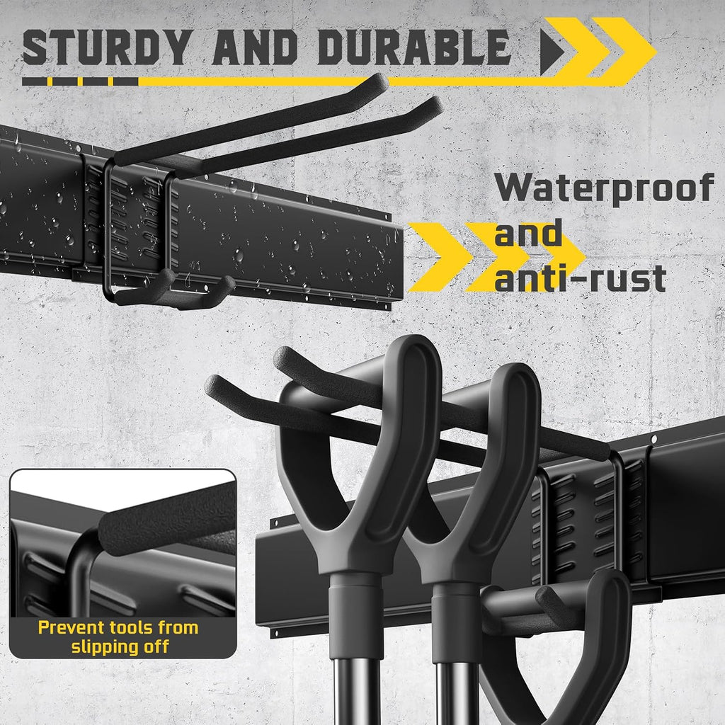 64" Garage Wall Tool Organizer, 900 Lbs Heavy Duty Steel Garden Tool Storage Rack & Garage Organization for Yard, Shed