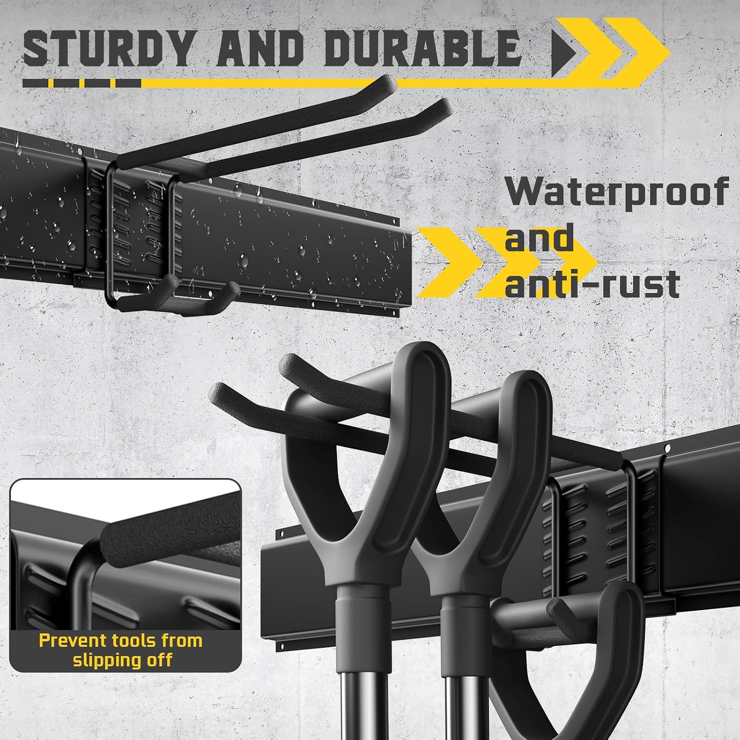 64" Garage Wall Tool Organizer, 900 Lbs Heavy Duty Steel Garden Tool Storage Rack & Garage Organization for Yard, Shed