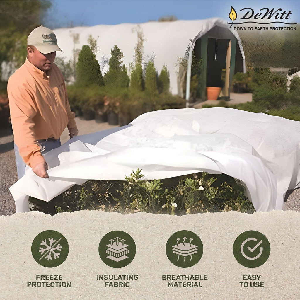 DeWitt Supreme Crop Protection Fabric, 1.5 oz, White, 6' x 50' - Frost & Freeze Blanket for Flowering Annuals