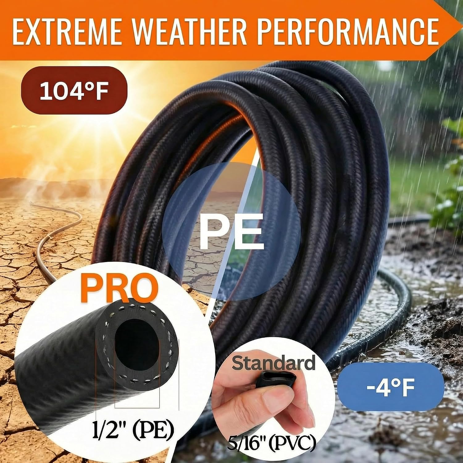 240FT Drip Irrigation System for Garden: 30 Nozzles 1/2" PE Tubing Automatic Watering Kit Adjustable Misting Sprinkler