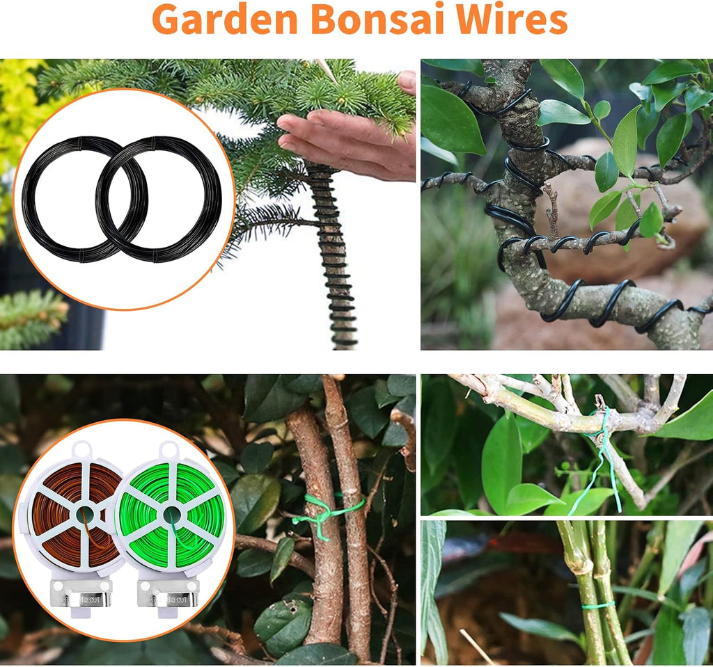 Bonsai Tools Set, 20 Pcs Gardening Succulent Tree Indoor Beginner Tool Kit, Include 262 Feet Bonsai Wire, 29.5"x29.5"