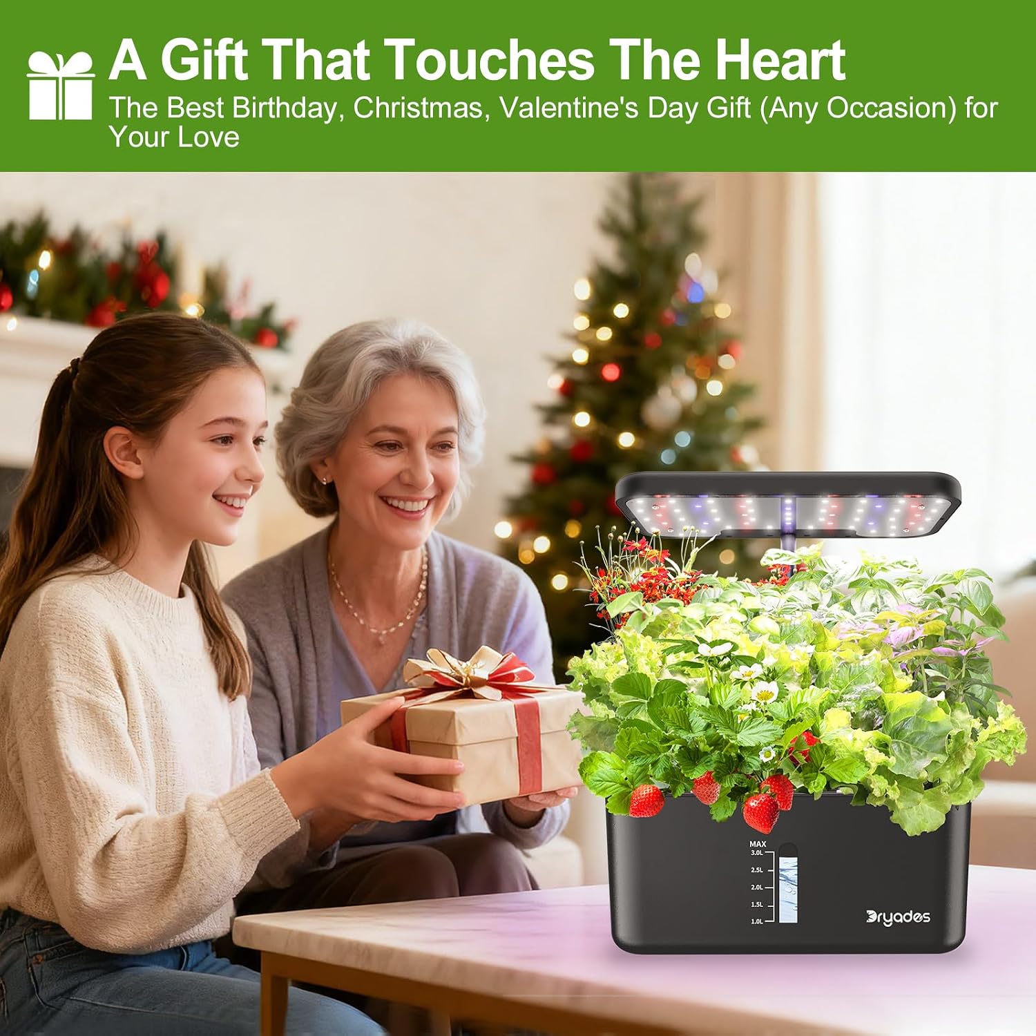 Indoor Garden 10 Pods Hydroponics Growing System w/LED Grow Light | Plant Germination Kit, Smart Quiet Pump, Adjustable