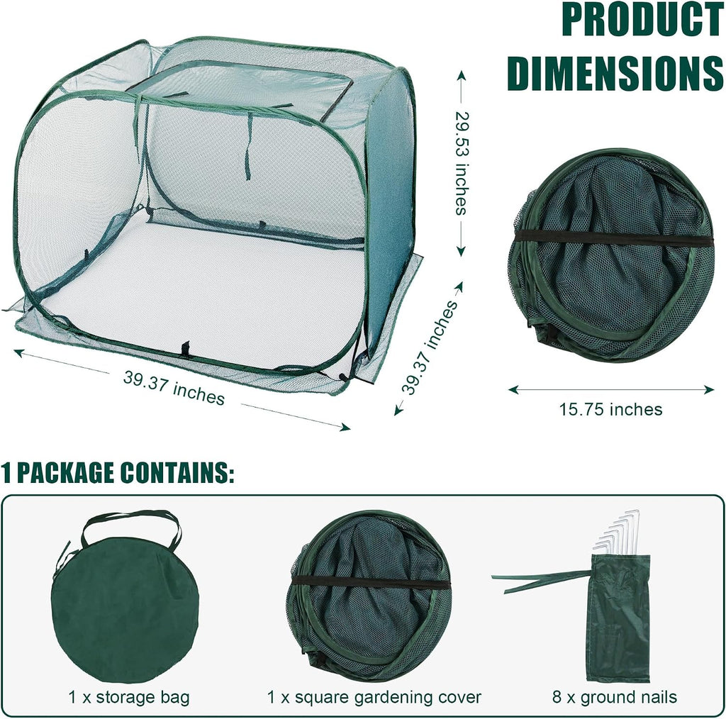 ANC POP Pop Up Mesh Plant Cover,40'' x 40'' x 30'' Plant Protector for Raised Garden & Flower Bed, Net Cage Plant Guard