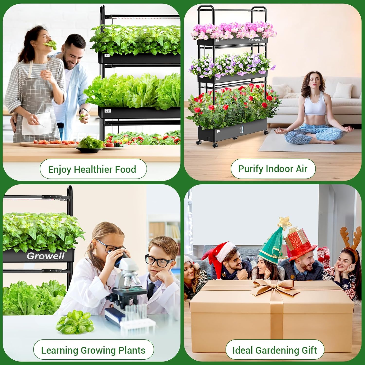 Growell Large Hydroponics Growing System Kit, 90 Pods Vertical Hydroponic Garden with 2 Light Modes Grow Light, Auto