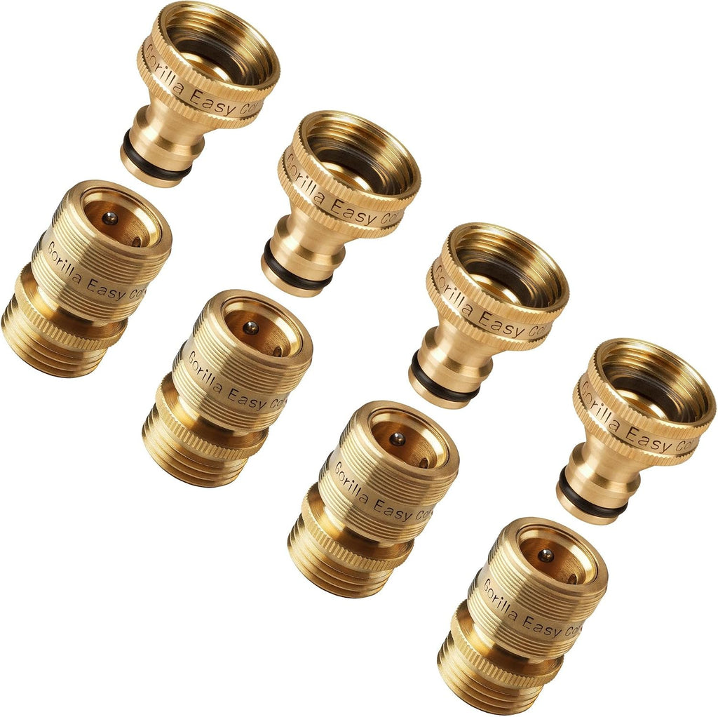 Garden Hose Quick Connect Fittings ¾ Inch GHT Solid Brass Leak Proof to 200 PSI Heavy Duty