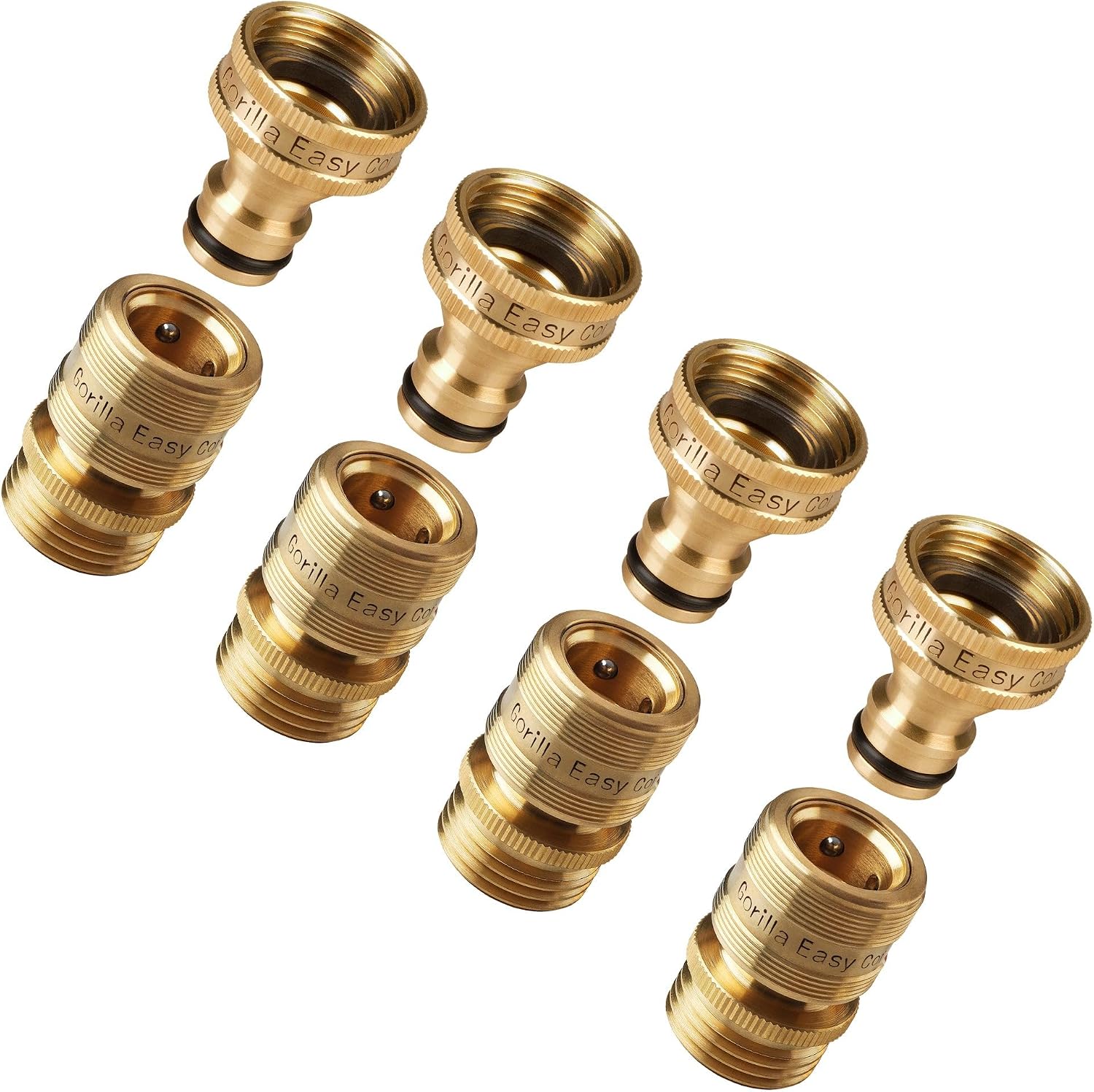 Garden Hose Quick Connect Fittings ¾ Inch GHT Solid Brass Leak Proof to 200 PSI Heavy Duty