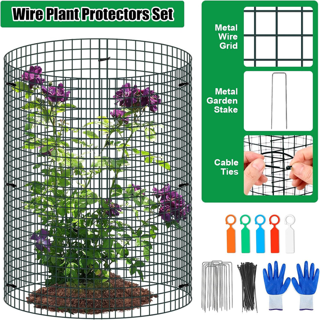 5 Pack Wire Plant Protector, 16"x12" Detachable Metal Plant Protectors Mesh, Garden Plant Protectors for Shrubs Flowers