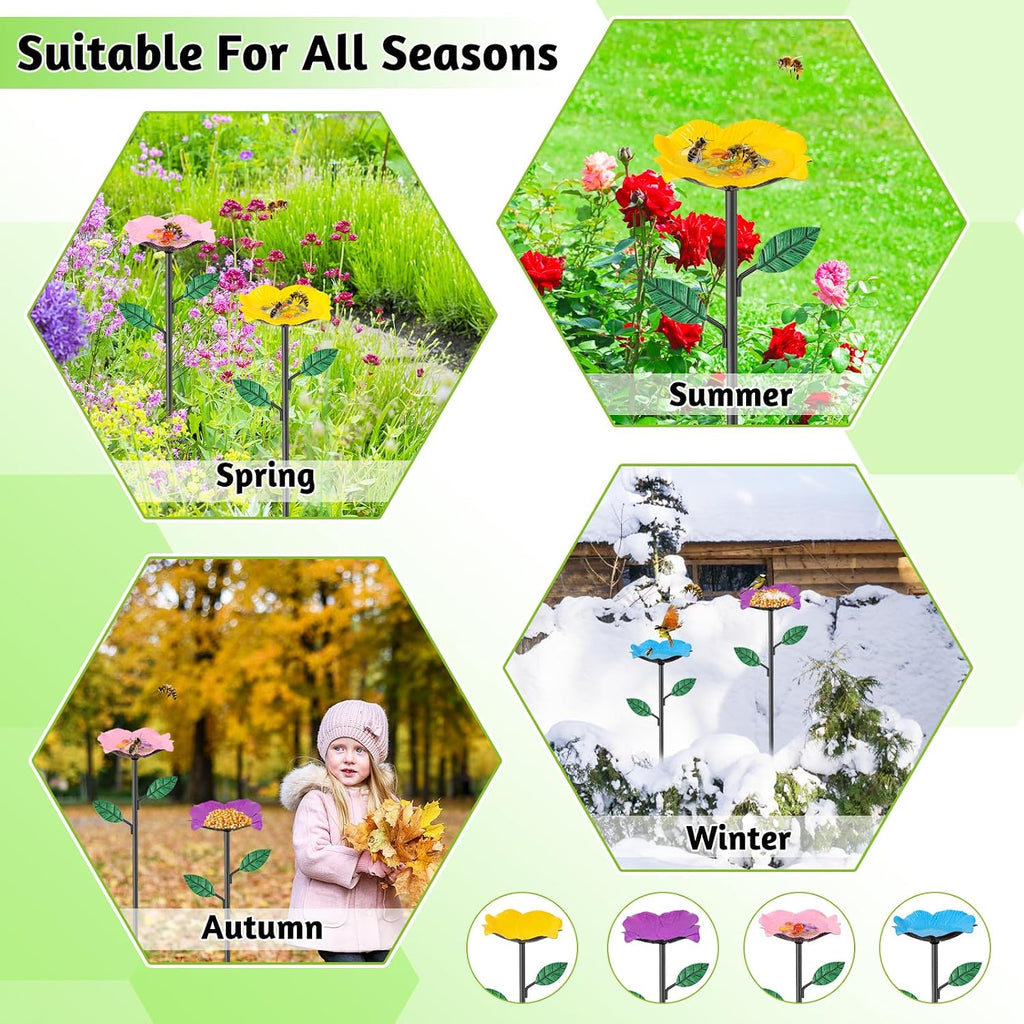 4 Pack Bee Watering Stations Metal Butterfly Bee Feeder for Yard Decor | 4 Pack Bee Watering Stations, Metal Bee