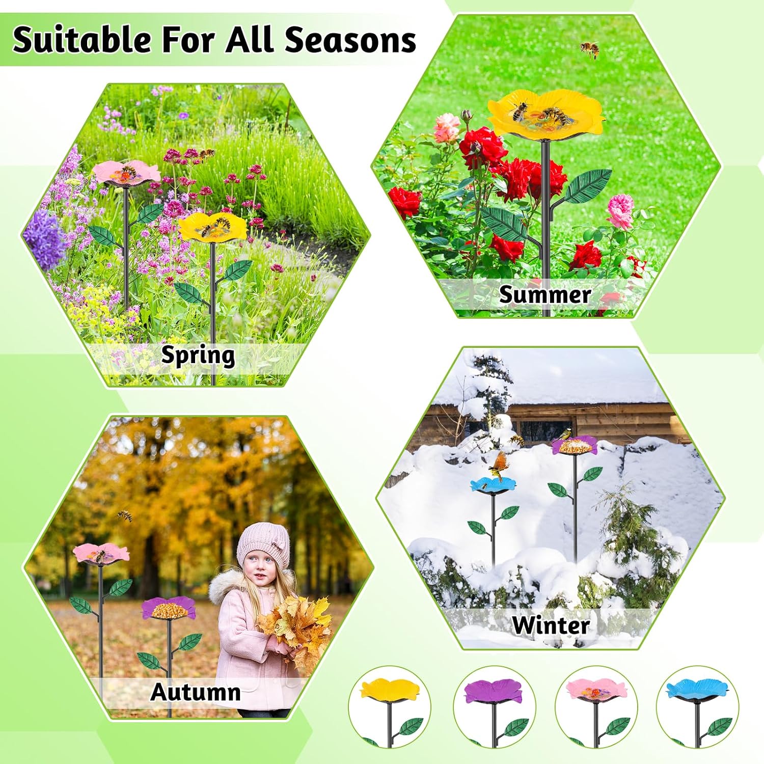 4 Pack Bee Watering Stations Metal Butterfly Bee Feeder for Yard Decor | 4 Pack Bee Watering Stations, Metal Bee