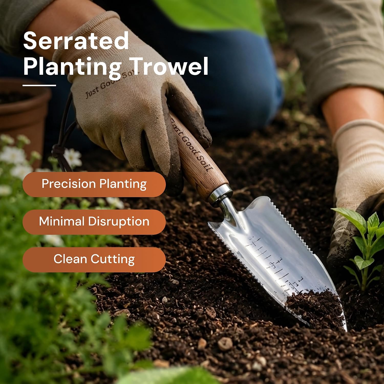 3-Piece Garden Tool Set for Planting, Weeding & Potting | Garden Trowel, Potting Soil Scoop & Precision Weeding Tool
